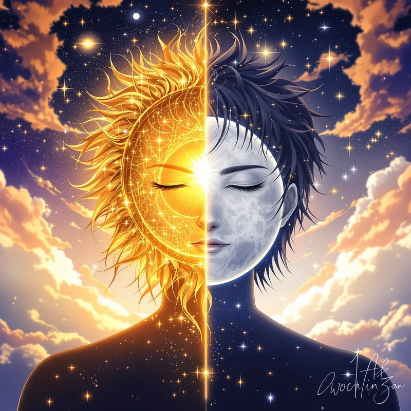 Sun and moon matching PFP duo with celestial contrast