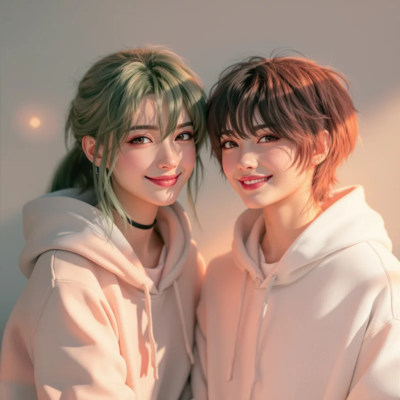 couple avatar set with mirrored design for social media avatars