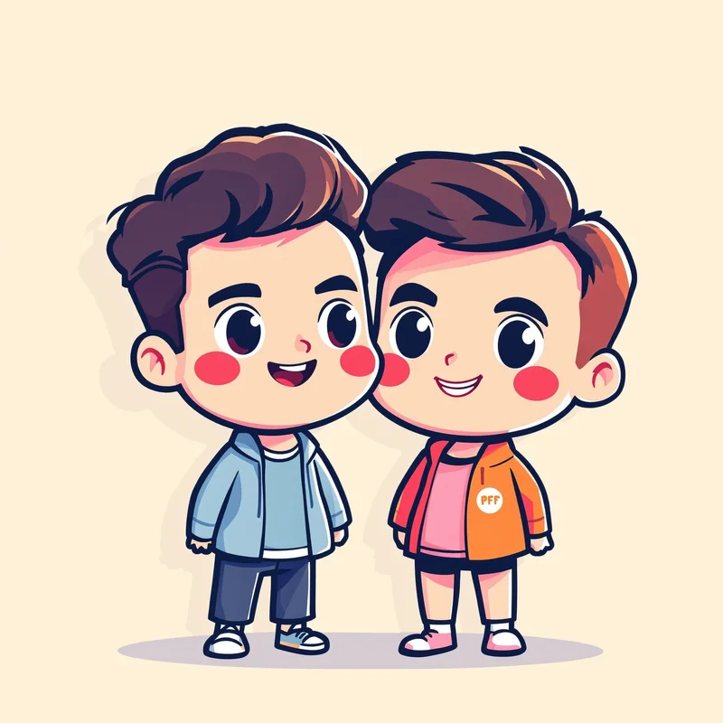 couple avatar set with mirrored design for messaging profile icons