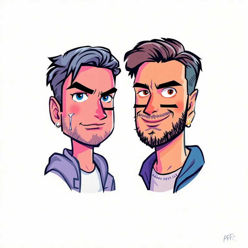 duo avatar image with mirrored design for profile picture use