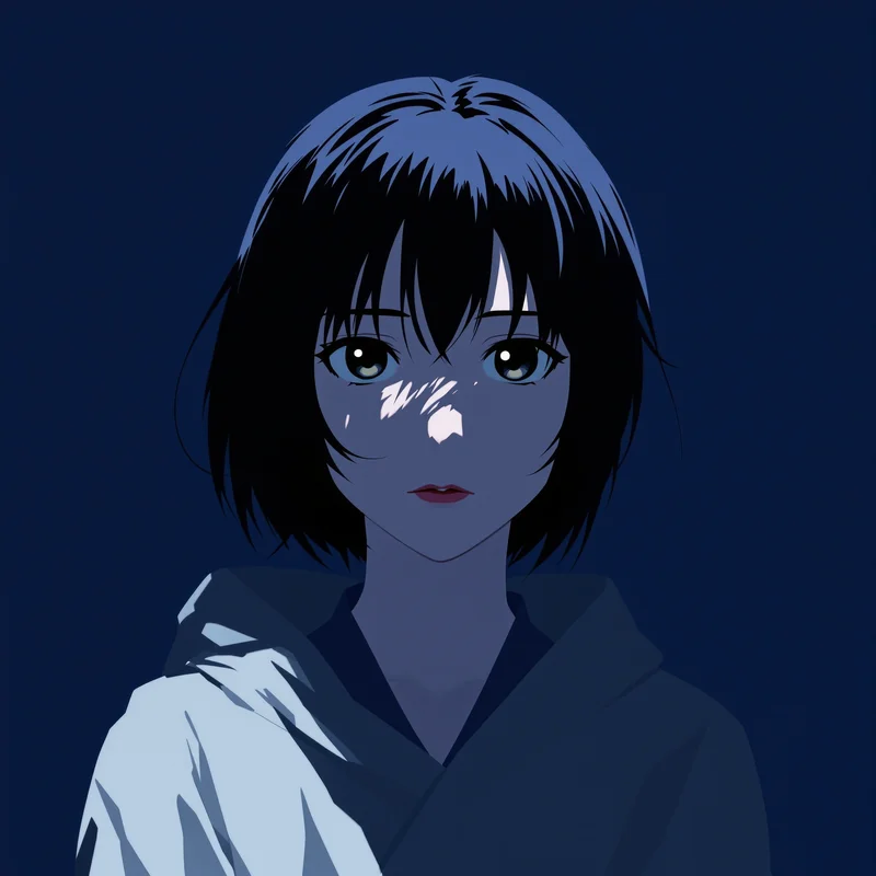centered Megumi PFP portrait with low contrast lighting for social media avatar