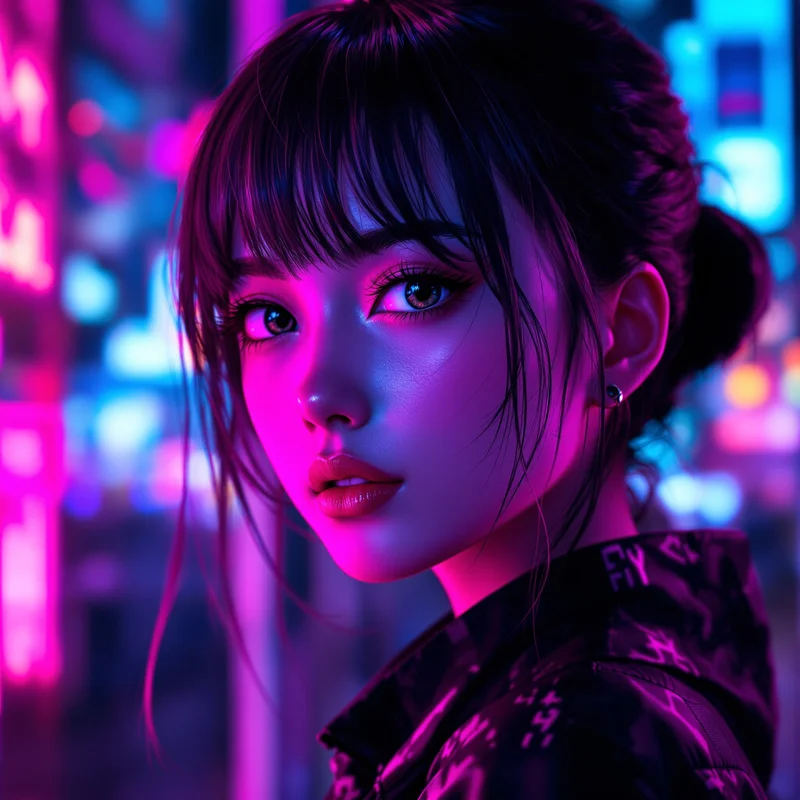 anime girl PFP with city reflections and clean visual hierarchy