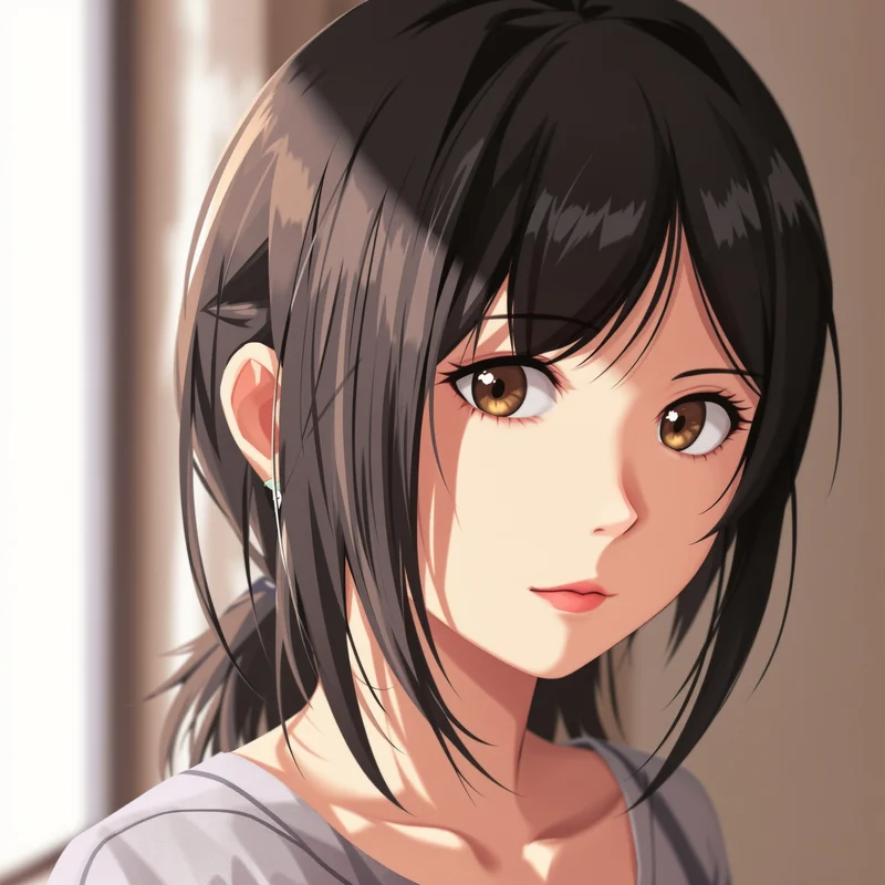 anime girl PFP avatar with neon eye contact and strong face focus