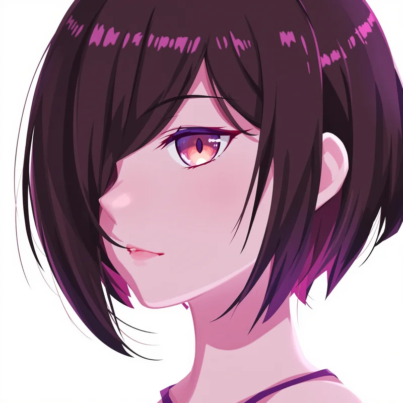 anime profile image with quiet pink lighting and stable icon appeal