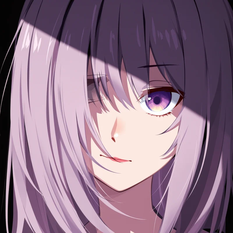 anime girl PFP with half-hidden face and shadow-based contrast