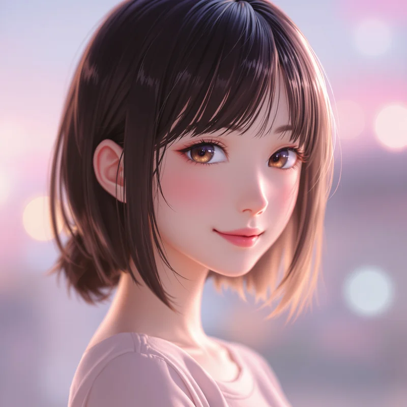 anime girl profile image with soft pink glow and centered face clarity