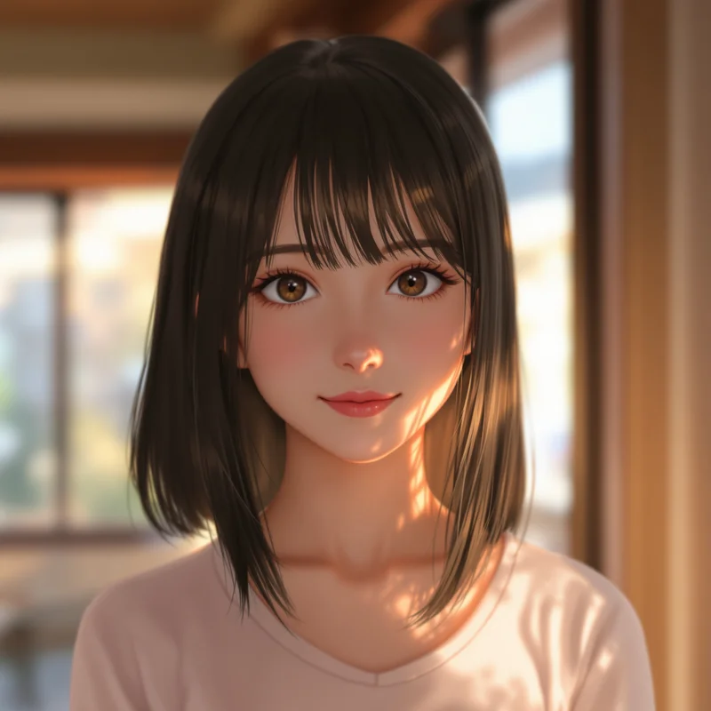 anime girl PFP with warm window light and strong recognition value