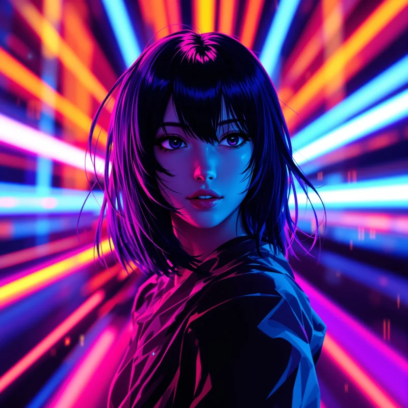 vibrant Momo avatar image with light energy effects for Dandadan PFP design