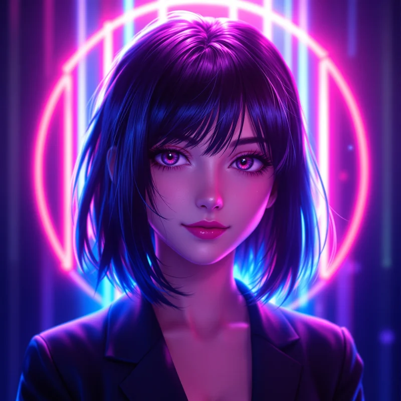 clean Momo PFP avatar with neon glow lighting for avatar display