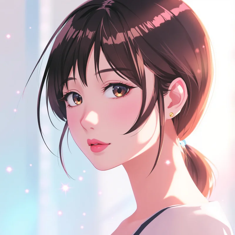 Momo Ayase PFP with attractive anime face and soft glow
