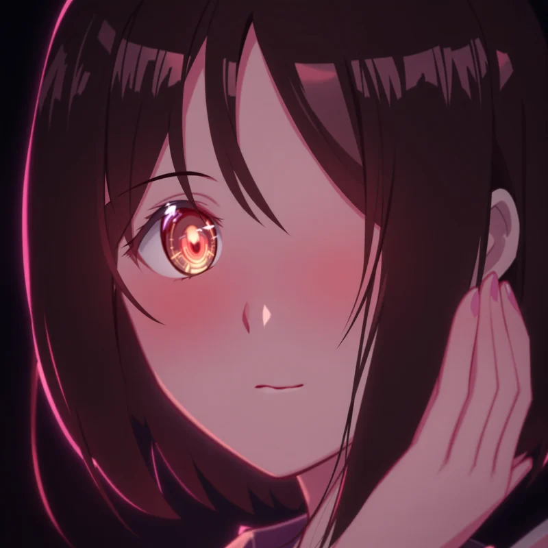 Momo Ayase avatar with expressive eyes and clean composition