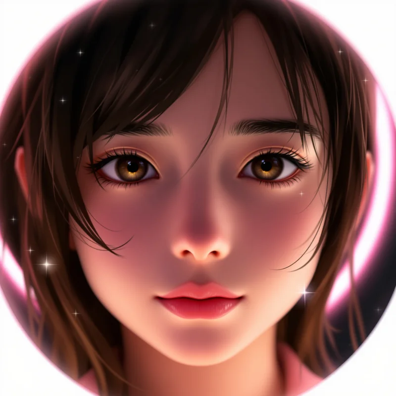 Momo Ayase avatar with expressive eyes and clean composition