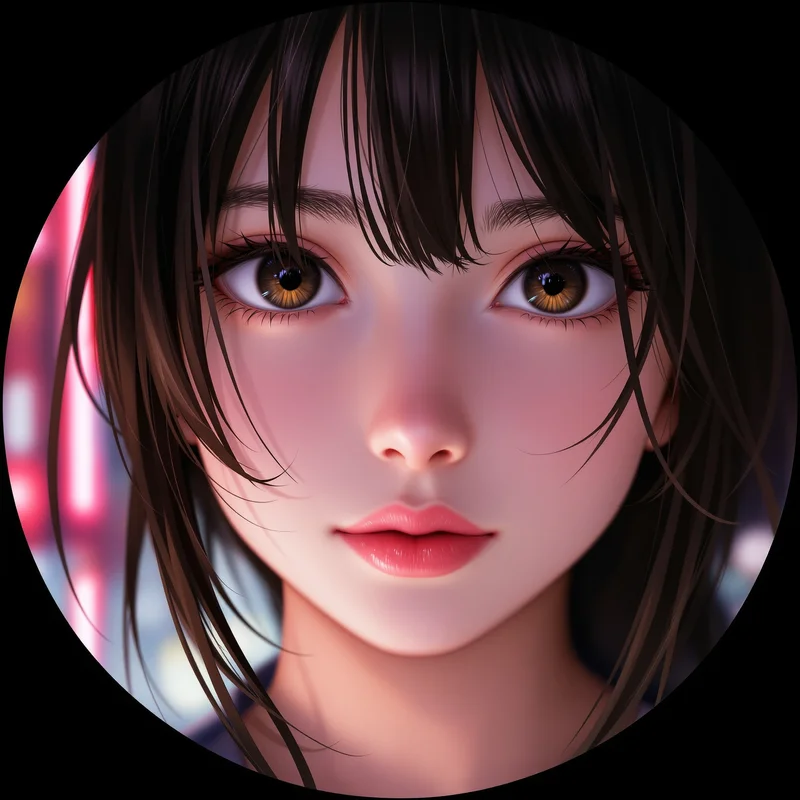 Momo Ayase avatar with expressive eyes and clean composition