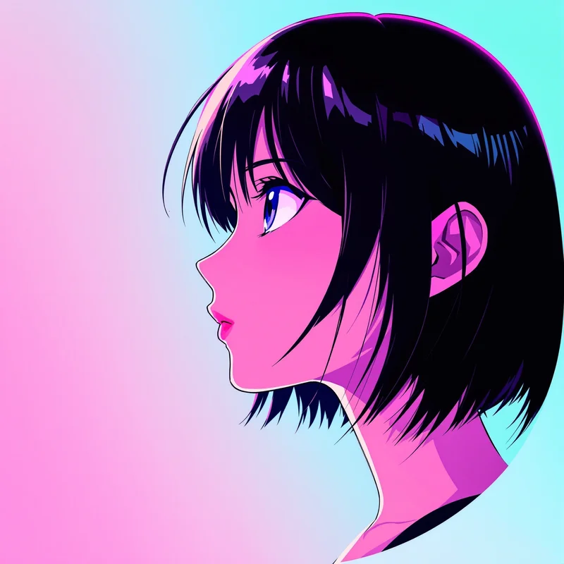 Momo Ayase PFP with RGB split and readable facial detail