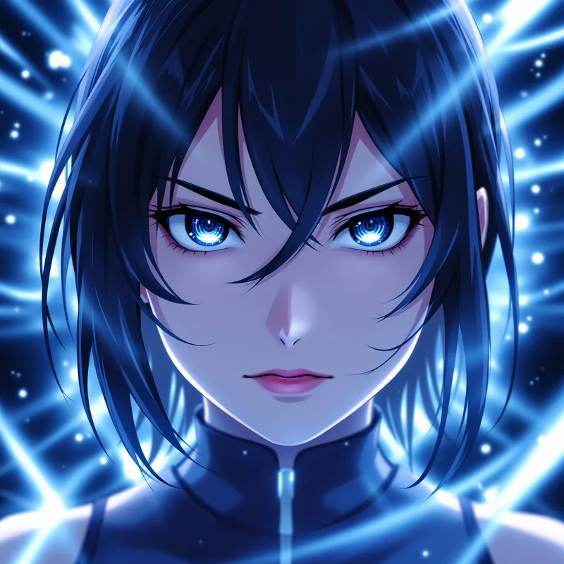Momo Ayase PFP with RGB split and readable facial detail