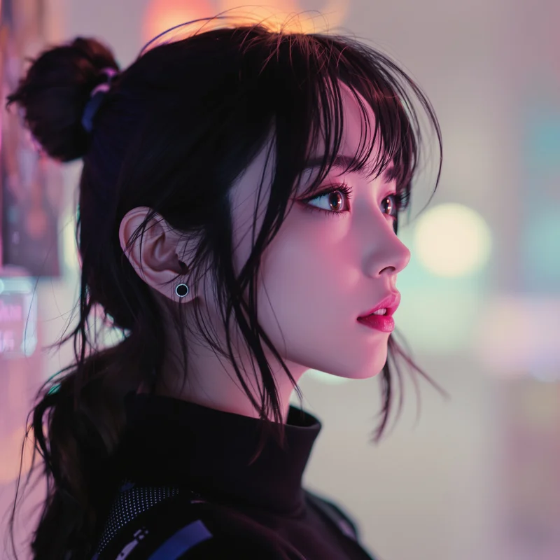Momo Ayase avatar with expressive eyes and clean composition