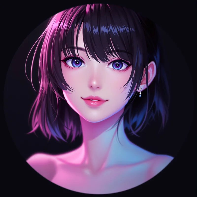 Momo Ayase avatar with expressive eyes and clean composition