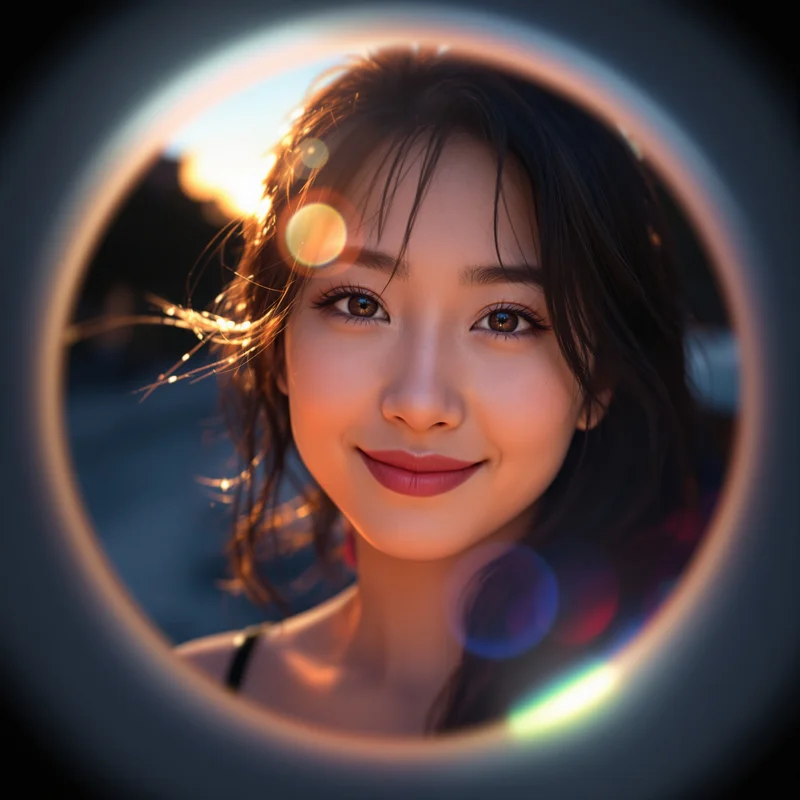 Momo Ayase PFP avatar with neon aura and strong face clarity