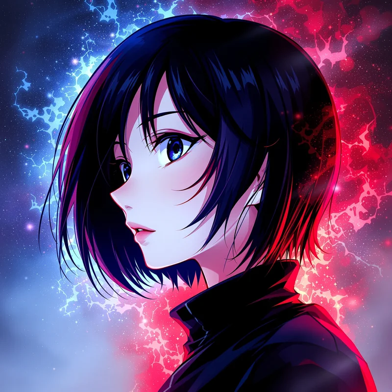 Momo Ayase profile image optimized for icon clarity and glow edges
