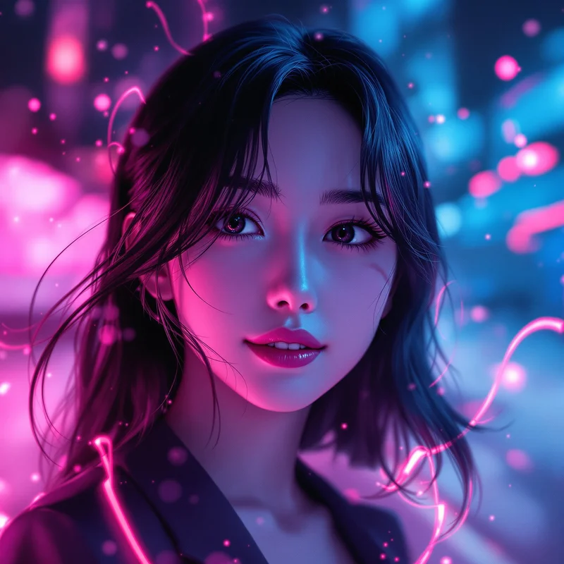 Momo Ayase PFP with high contrast lighting and centered composition