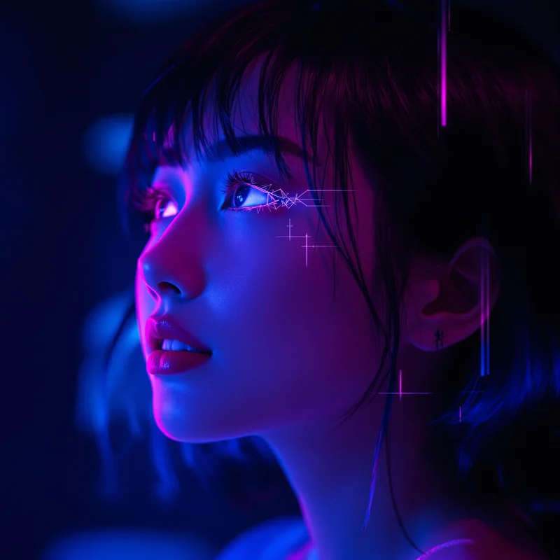Momo Ayase PFP with high contrast lighting and centered composition