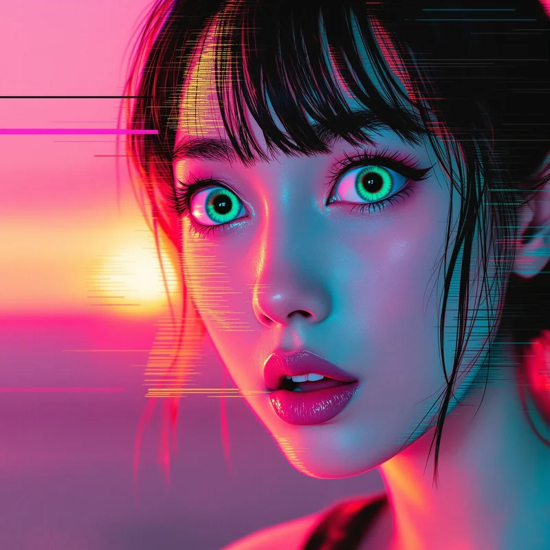 Momo Ayase profile image optimized for icon clarity and glow edges