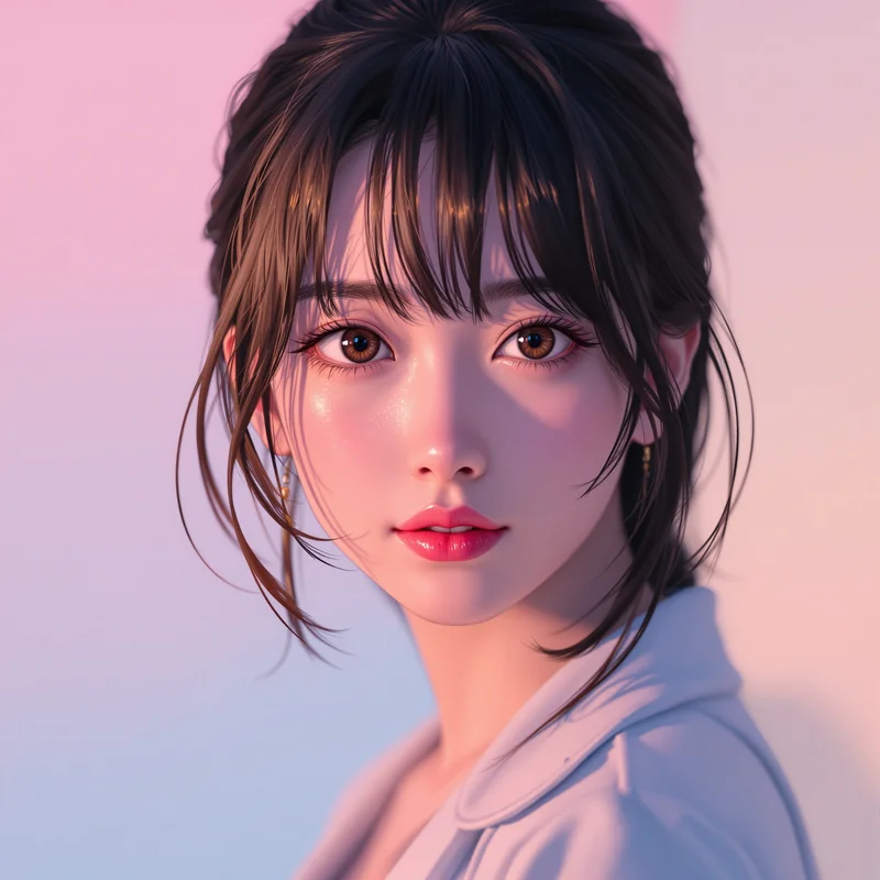 Momo Ayase PFP with attractive anime face and soft glow