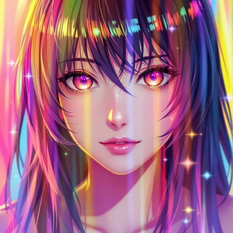 bold Momo PFP image with bright pastel tones for anime profile display