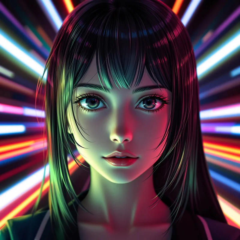 Momo Ayase anime avatar with dynamic color palette for social media avatar