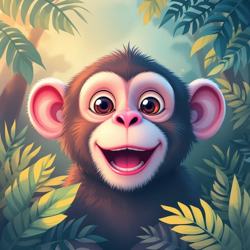 bright monkey PFP profile image with colorful aesthetic lighting for messaging profile icons