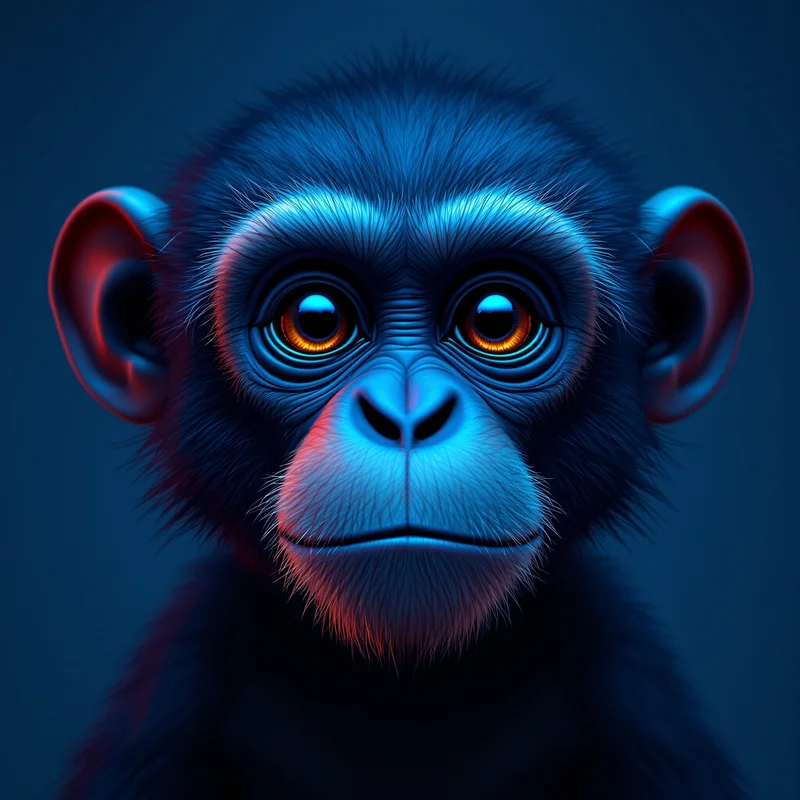 emotional monkey pfp with vulnerable cinematic eyes