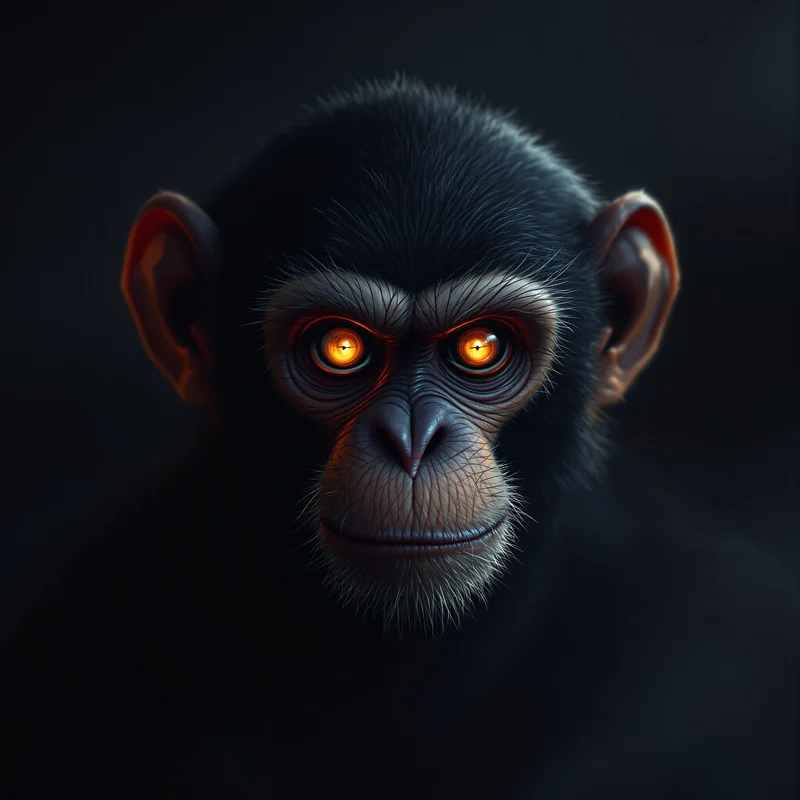 glowing eyes monkey pfp with cinematic shadows