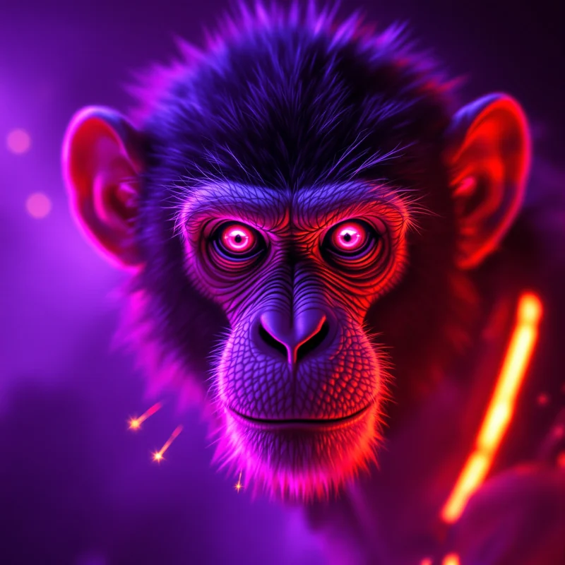purple rgb monkey pfp with neon cyber aura
