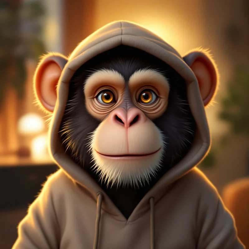 relaxed hoodie monkey pfp with cozy gamer mood