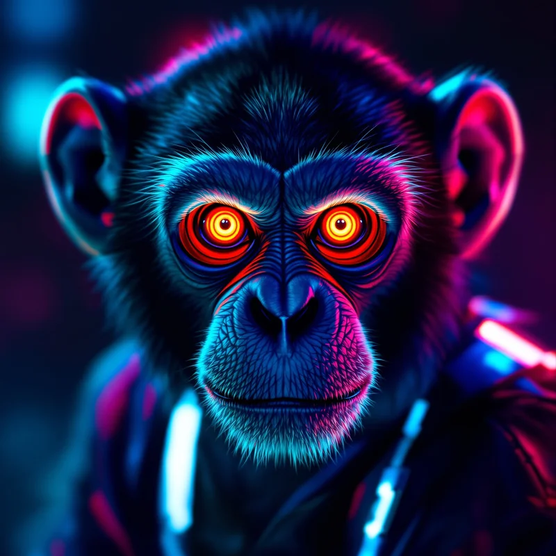 rgb monkey pfp with neon gamer aura