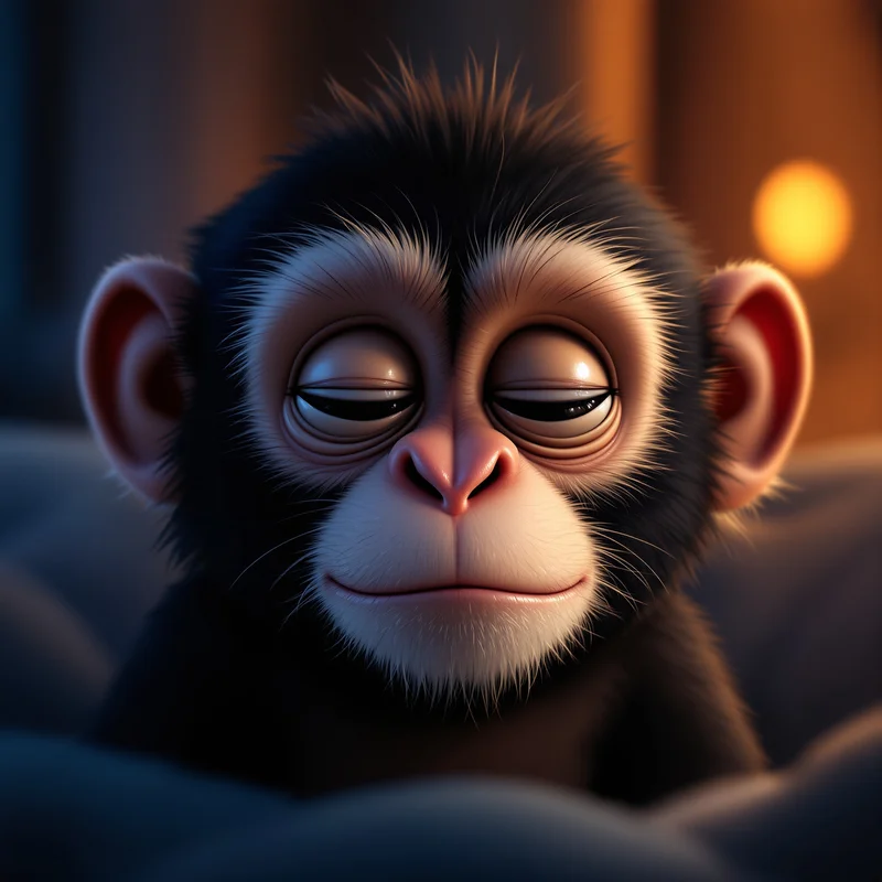 sleepy monkey pfp with cozy late night vibe