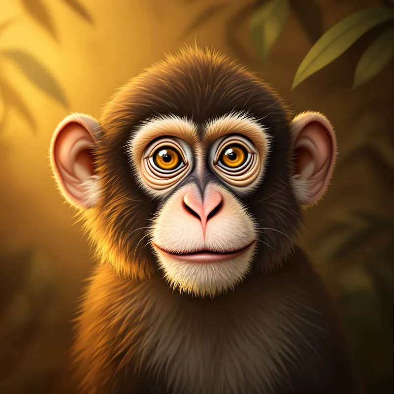 centered monkey PFP portrait with warm sunlight lighting for messaging profile icons