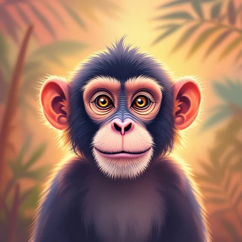 happy monkey PFP avatar with jungle soft background for cute online identity