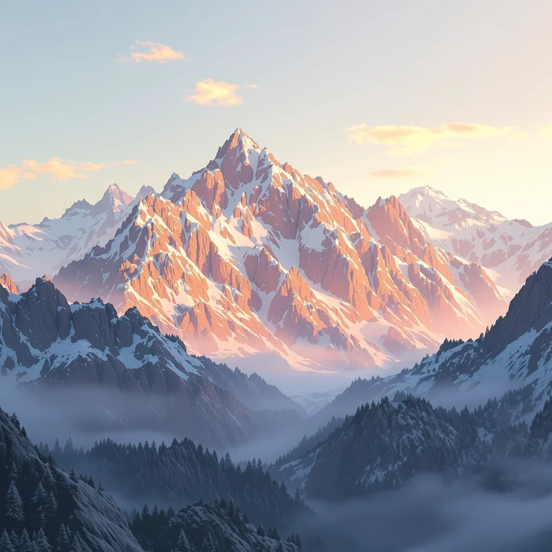 Gentle dawn mountain background