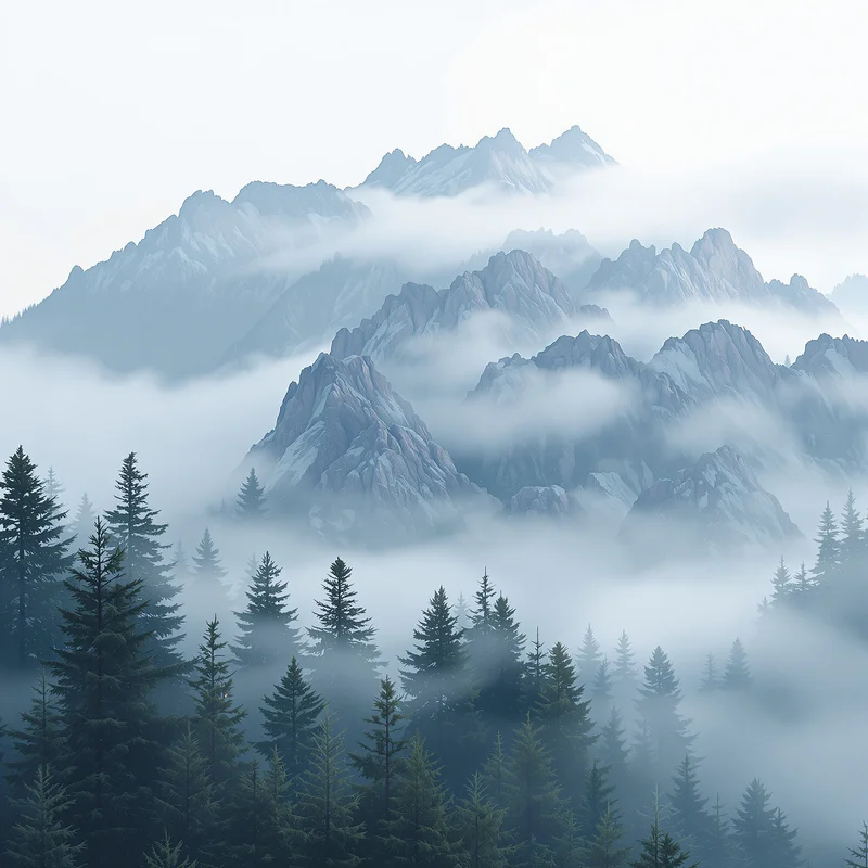 Gentle foggy mountain background