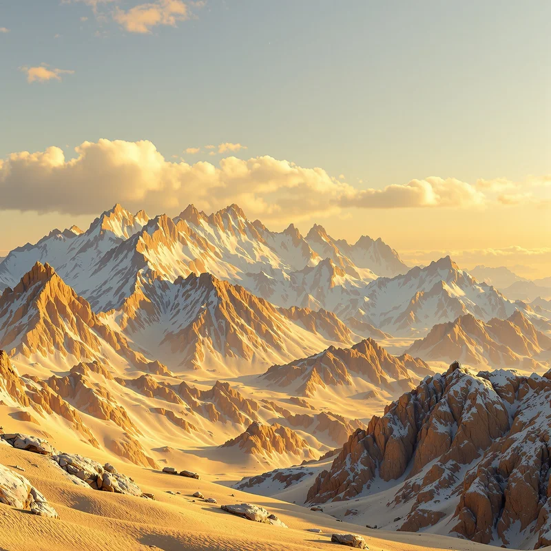 Golden distant mountain background