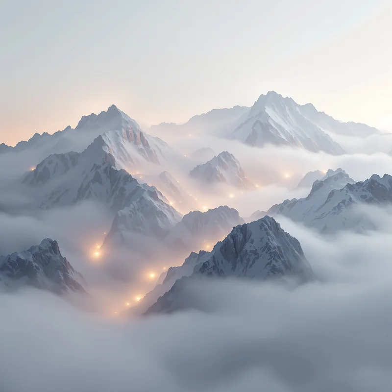 Luminous foggy mountain background