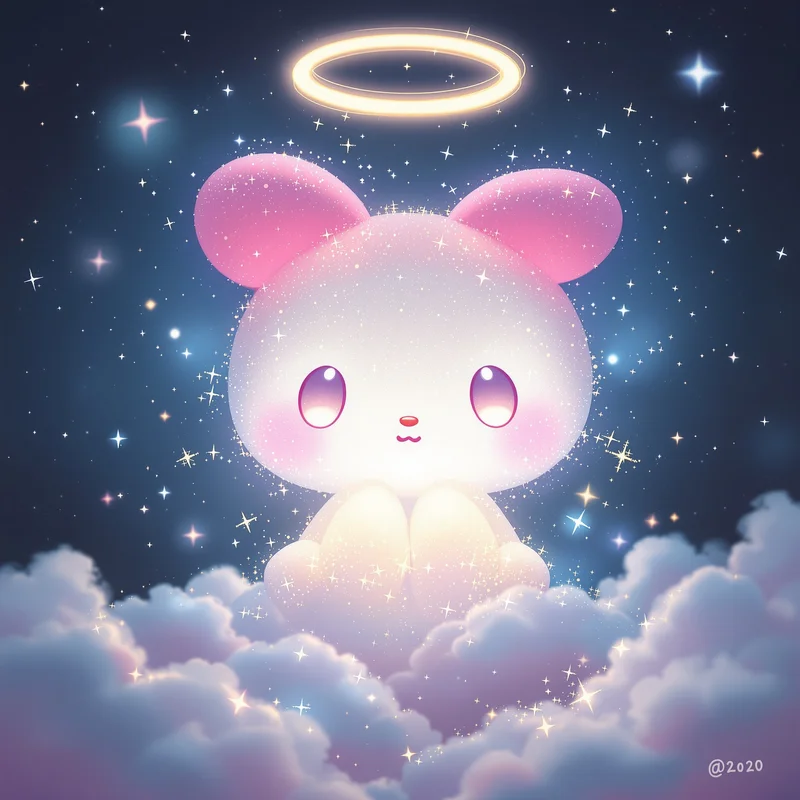 angelcore my melody pfp with heavenly pastel glow