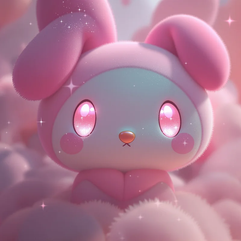 cinematic pink my melody pfp with dreamy lighting