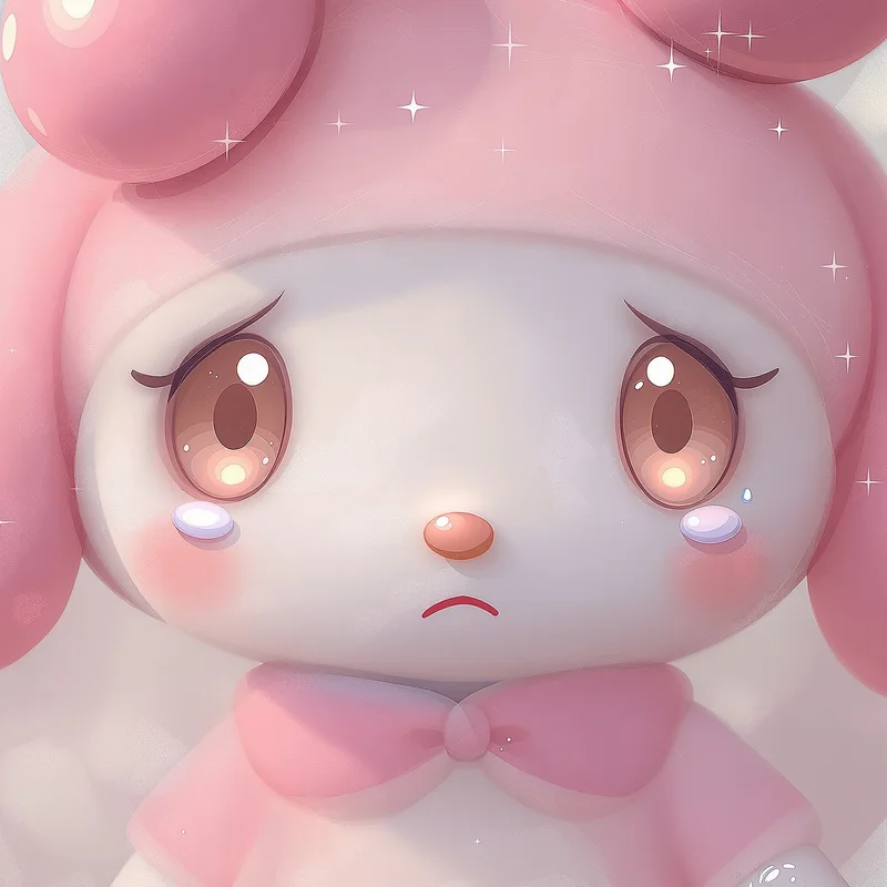 crybaby my melody pfp with emotional pastel sadness