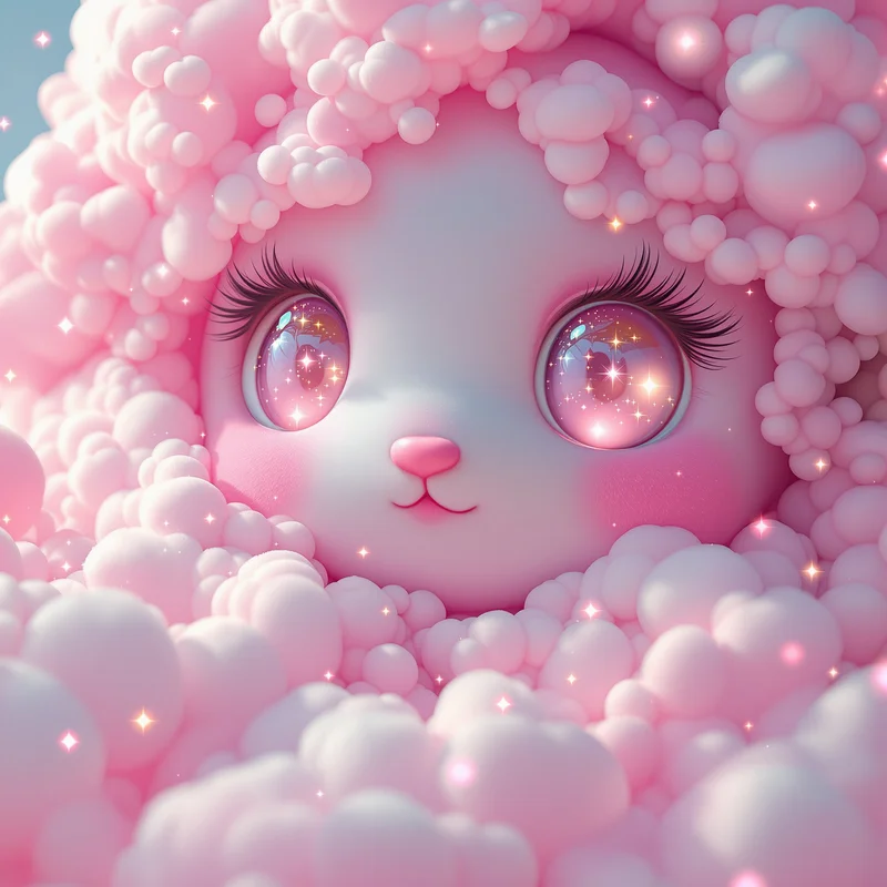 dreamcore my melody pfp with surreal pastel haze