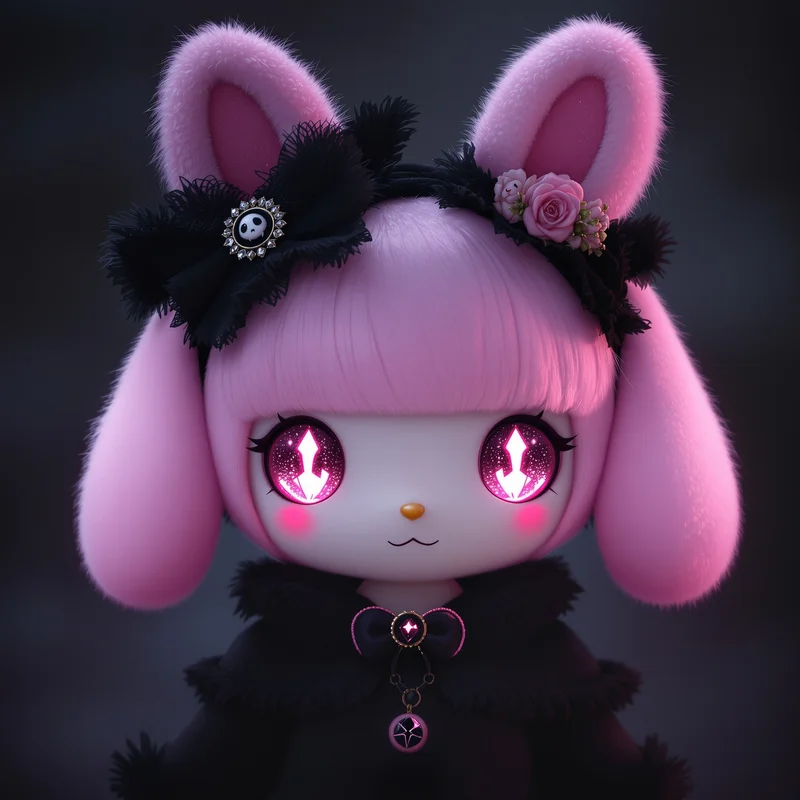 gothic my melody pfp with emo kawaii atmosphere