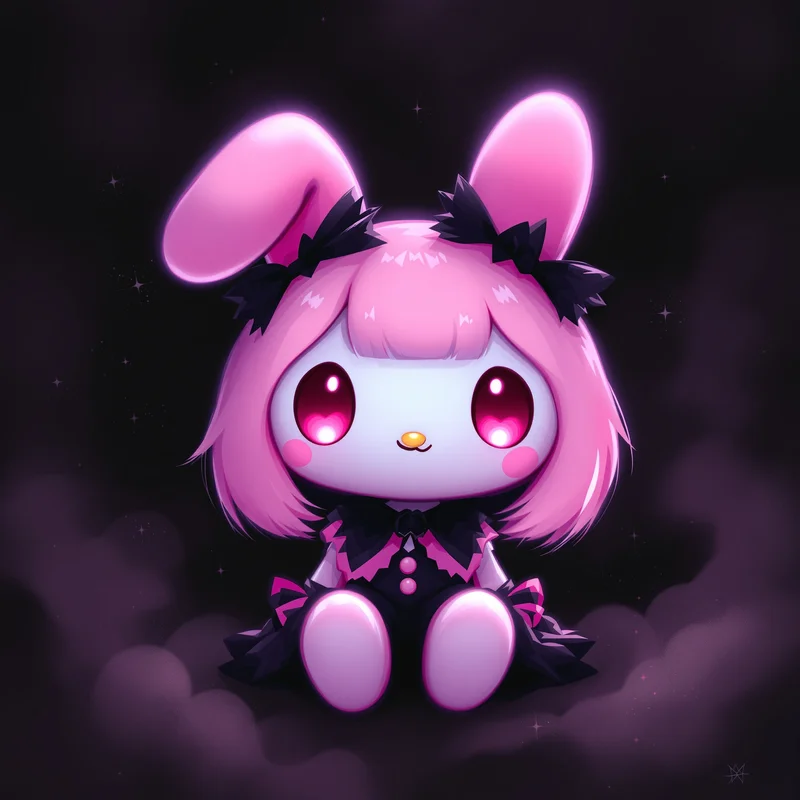 kawaii gothic my melody pfp with feminine mystery