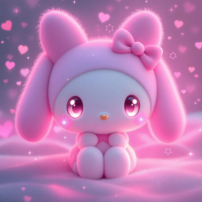 pastel glow my melody pfp with cinematic pink lighting