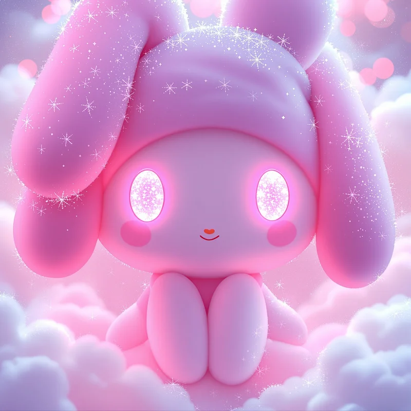 pink aura my melody pfp with dreamy pastel glow